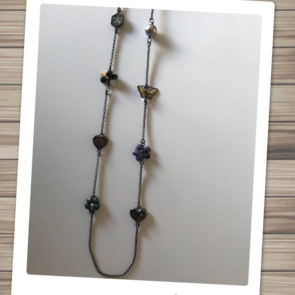JUICY COUTURE Dark Pewter Embellished Necklace!